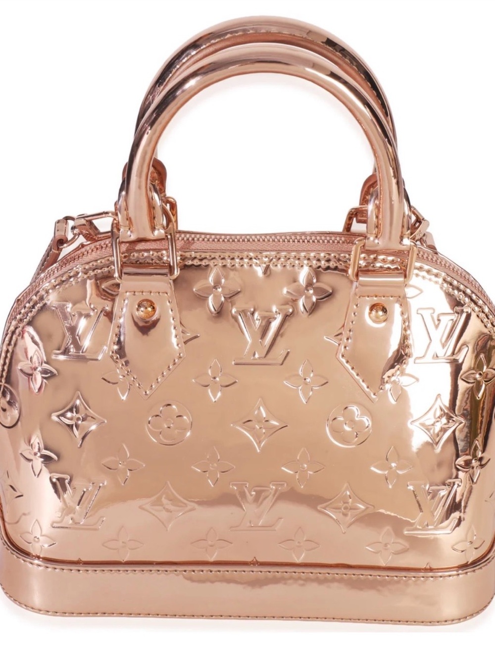 Louis Vuitton Metallic Rose Gold Alma BB Vernis Mirrored leather. 2025